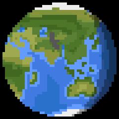 Pixel art earth spinning made by j_hyde on OpenGameArt.org